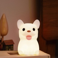 Bouledogue français Veilleuse en silicone rechargeable par USB Lumière douce avec lampe d'atmosphère de sommeil Lampe de bureau décorative