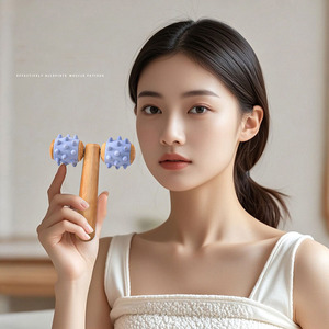 Cepillo para meridianos de doble rueda de madera maciza, masajeador de rodillos Manual para la espalda, activación de dragado de meridianos abdominales, activación corporal - Product Image 5