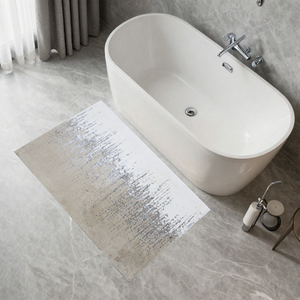 Alfombra de Baño y Tapetes de Baño Ombre de 70X120cm, Color Beige Ecru Plateado, Tejido Jacquard con Hilo de Algodón Reciclado, Marca Privada - Hecho en Turquía - Product Image 1