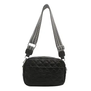 New arrival 2024 single shoulder bag small square bag new wide shoulder strap embroidered thread crossbody bag