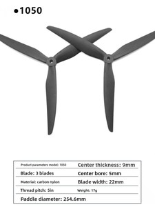 Hélices Gemfan 7040/8040/9045/1050 de Tres Aspas para UAV, Tamaños 7/8/9/10, Fibra de Vidrio/Nylon, Carga Pesada - Product Image 5