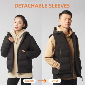 سترة شتوية مبطنة ببطارية, سترة شتوية ببطارية USB مبطنة من الجرافين مع الأشعة تحت الحمراء البعيدة للرجال والنساء باللون الأسود مع حامل من التريكو النحيف - Product Image 5