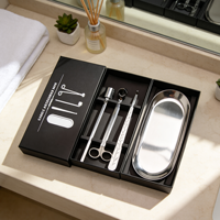 Kit de Soins pour Bougies Parfumées de Luxe 3 Pièces Marque Privée OEM – Plateau à Bougies, Coupe-Mèche et Éteignoir Personnalisables – Décoration Maison Moderne
