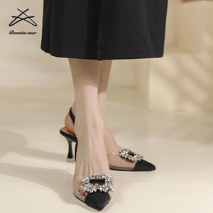 Nouvelles sandales transparentes à talons mi-hauts pour femmes, sandales à talons aiguilles pour carrière, bride arrière pointue, escarpins à talons hauts, chaussures pour femmes - Product Image 5