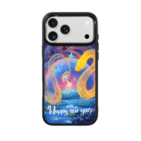 Coque de téléphone AG Feeling Black Edge avec motif serpent doré pour iPhone 17, 17 Pro Max, 16 Pro, 15, 15 Pro Max, 15 Pro, 14 Pro Max – Coque magnétique