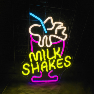 Enseigne néon LED Milk Shakes, enseignes néon LED pour la maison, le bureau, les magasins, les centres commerciaux, les hôtels, les entreprises - Contrôle tactile, décoration pour mariages et bars - Product Image 1