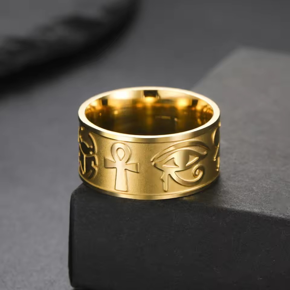 Dainty 14K Yellow Gold Egyptian Ankh Cross Ring - Symbol Of Life, Delicate Fine Jewelry
