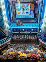 Machine de poussoir de pièce de monnaie à revenu élevé bon marché pour 1 joueur Machine de jeu de poussoir de quart de pièce de monnaie Trou de bonus