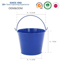 Seau à fleurs en métal galvanisé de 0,4 gallon avec poignée pour jardin d'arrière-cour