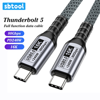 Cable USB 5.0 Tipo C a C con Función Completa, Transferencia de Datos de 80 Gbps, Carga Rápida PD de 240 W, Video de 16K para Laptop, Monitor y Estación de Acoplamiento