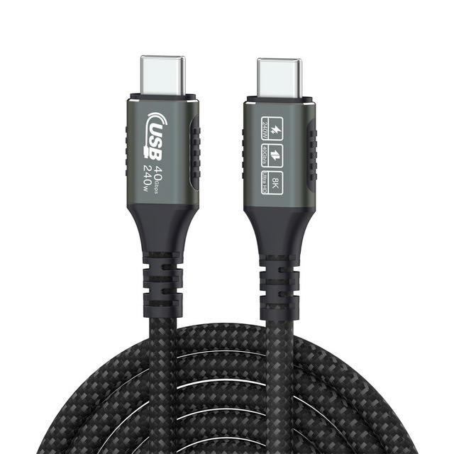 Hot Sale 80Gbps Type-C USB Cable 240W Fast Charging 8K Display Right Angle Braid Shielding Nylon Jacket Mobile Phone Computer