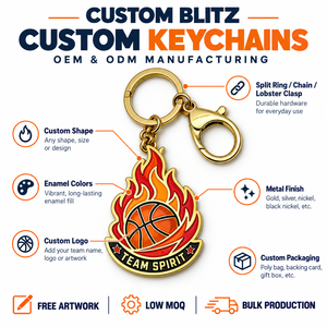 Porte-clés en métal personnalisé pour le basketball, porte-clés d'équipe sportive avec logo personnalisé, cadeau promotionnel - Product Image 4