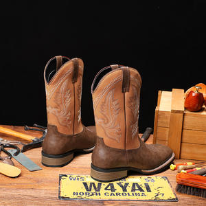 Bottes de cowboy western pour hommes, grande taille 16, broderie classique, style motard rockabilly, talon carré, à enfiler, mi-hautes, toutes saisons - Product Image 4