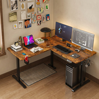 Bureau debout électrique réglable en hauteur en forme de L avec triple surface de travail, poste de travail d'angle assis-debout pour la maison et le bureau