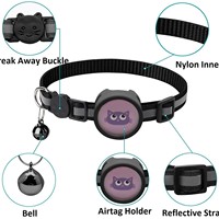 Collier pour chat en nylon réfléchissant avec clochette et support AirTag, idéal pour les promenades en extérieur et le suivi anti-perte – Meilleure vente
