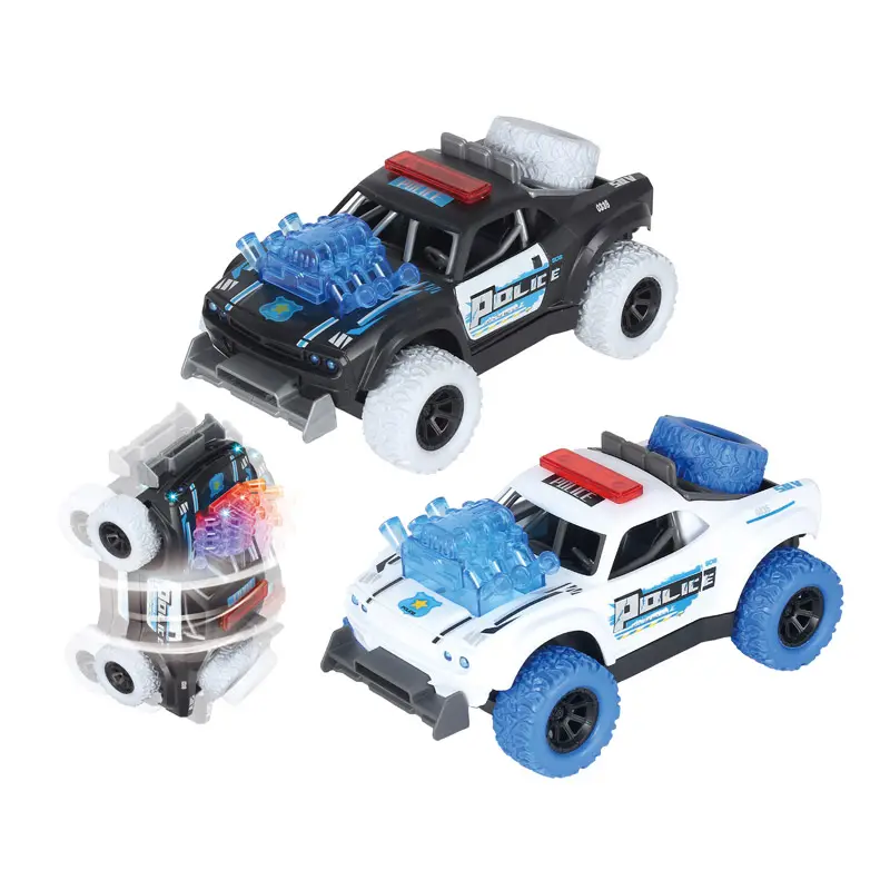 EPT Mini Friction Vehicle Toys Light Sound Police Children Small Toy Kids Stunt Reasonable Vehicl Powered Cute Police Truck Car