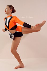 Traje de Danza Jazz/Tap para Niña, Color Amarillo Neón, Tela <span class=keywords><strong>con</strong></span> Rayas, <span class=keywords><strong>con</strong></span> Falda, Traje de Ballet para Actuaciones en Escenario - Product Image 6