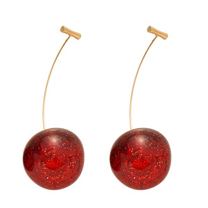 Orecchini pendenti da donna con ciliegie rosse, gioielli alla moda e dolci - Product Image 5