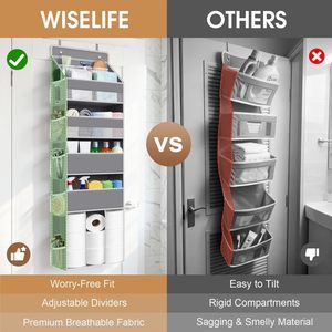 Organisateur suspendu sur porte, 18 poches, gris, rangement suspendu pour produits pour bébés, à fixer derrière la porte, type crochet mural - Product Image 6