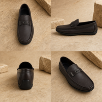 Mocassins pour hommes en cuir grainé à semelle en mousse ultra-légère, avec détails métalliques, chaussures de conduite urbaines de luxe personnalisables RADOLFA