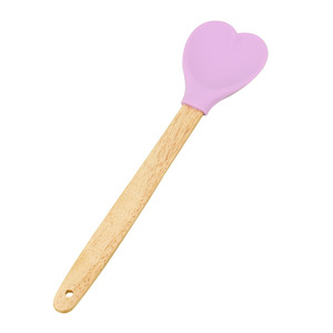 Heart Shaped Silicone Spatula Set Wooden Handle Oven Safe Dishwasher Safe Baking Pastry <b>Tools</b> For <b>Desserts</b> Eggs Chocolate Cake - Product Image 5
