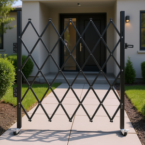 Puerta de seguridad plegable de acero tipo acordeón de 61 x 71 pulgadas, retráctil, con control manual, para garaje y cobertizo - Product Image 3