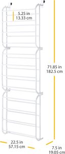 Easy Install Back Hanging Storage Organizer Over the Door Metal <b>Shoe</b> Display Rack - Product Image 2