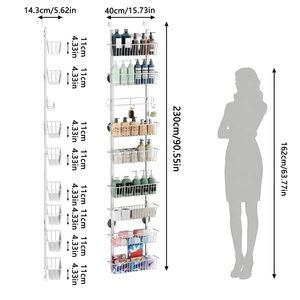 Étagères de cuisine à 8 ou 9 niveaux, paniers de rangement métalliques suspendus à suspendre sur la porte, ensemble d'organisateurs pour garde-manger, salle de bain, placard - Product Image 5
