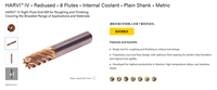 Fraise en carbure monobloc pour l'usinage du titane et de l'acier inoxydable, avec revêtement TiAlN, refroidissement interne, à 8 cannelures, HARVI IV Kennametal KCSM15A