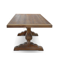 Table à manger en bois de teck massif de style antique couleur blanchie à la chaux pour meubles de maison