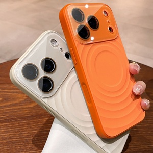 เคสโทรศัพท์มือถือซิลิโคนเหลวแบบแม่เหล็ก Fashion Ripple สำหรับ iPhone 17 15 16 Pro Max พร้อมฟิล์มกันรอยเลนส์ HD - Product Image 4