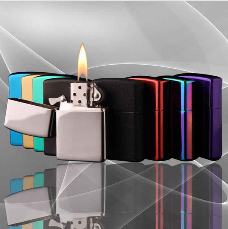 Многоцветная Зажигалка из нержавеющей стали с логотипом на заказ, креативная зажигалка, ветрозащитная керосиновая зажигалка