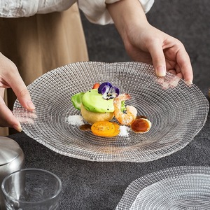 Assiettes de service élégantes en verre personnalisées en usine, assiettes à salade, plats pour légumes et fruits, assiettes de restaurant pour la table de salon - Product Image 4