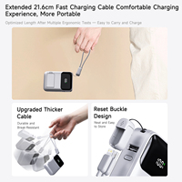 Cargador Rápido de 22.5W y 10000mAh, Banco de Energía Magnético Inalámbrico con Cable Integrado, Banco de Energía Magnético PD