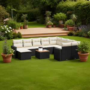 Modular Black PE Rattan Garden <b>Sofa</b> <b>Set</b> Elegant Outdoor Furniture High-Density Foam Cushions UV Resistant - Product Image 2