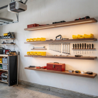 Étagères murales éclairées sur mesure de 48 pouces pour l'organisation du garage, étagères de rangement en bois de noyer véritable de 60 pouces et 72 pouces