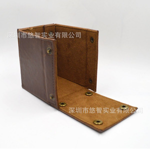 Portalápices de cuero vacuno hecho a medida, estilo retro europeo, plegable con cierre a presión, caja de almacenamiento creativa para escritorio de oficina, estuche cuadrado para bolígrafos. - Product Image 5