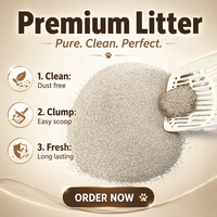 OEM Bentonite Spherical Small Granule Cat Litter Cepat Menggumpal Rendah Debu Kontrol Bau Kuat Aman untuk Banyak Kucing