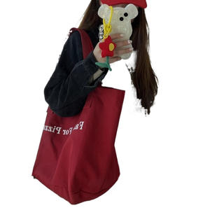 Women's Oversize Large <b>Weekend</b> Shopping Tote <b>Bag</b> Custom Logo <b>Black</b> Canvas Cotton with Fashionable Letter Pattern - Product Image 5