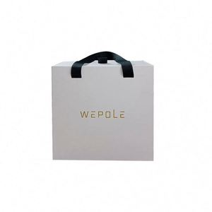 Boîte cadeau de luxe en papier kraft brun écologique, durable, faite à la main, avec logo personnalisé, poignées en ruban, portable - Product Image 5