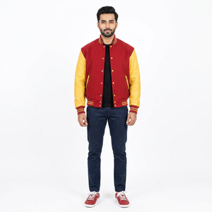 2026 Latest Design Good Material Wool Body Polyester/Cotton Sleeves Stand Front Soft Fitted Varsity College <b>Baseball</b> <b>Jacket</b> <b>for</b> - Product Image 1