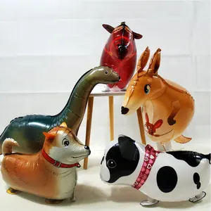 New Parti Wholesale Large Inflatable Helium Farm Cute Cartoon Horse Tiger Cat Dog Giraffe Pig Pet Walking Animal Foil Balloon
