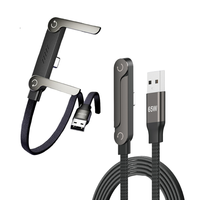 Câble de charge multi-ports USB-A vers Type C avec support réglable multi-angle, câble de charge rapide 65W, support invisible 2-en-1