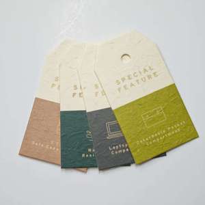 Étiquettes volantes de luxe transparentes en papier noir mat avec estampage doré personnalisé pour vêtements - Vente en gros XP - Product Image 4