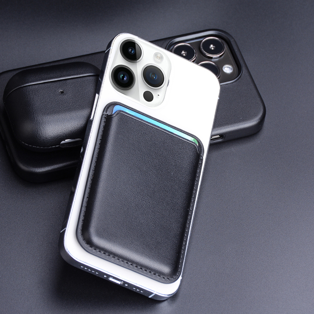 DL Custom Logo Magnetic Card Holder Leather Cell Phone Case Wallet for magsafe Credit Card Holder for iPhone 12 Pro Max