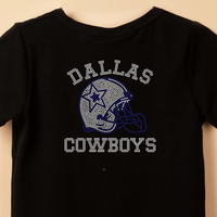 Motif de transfert thermocollant en strass et cristaux pour vêtements, avec logo d'équipe sportive, casque de football américain et thème Cowboys