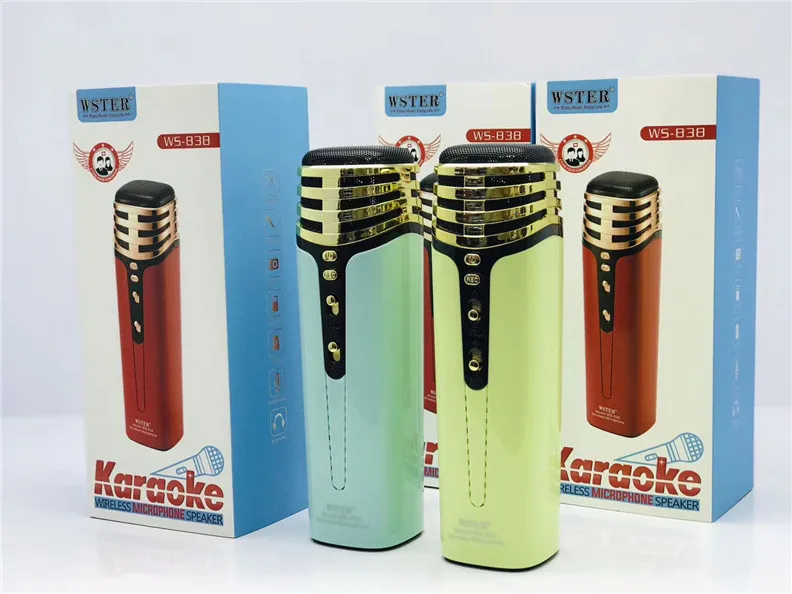 2021 New Arrival  Karaoke Speaker Original WSTER WS-838  Wireless  Microphone Speaker