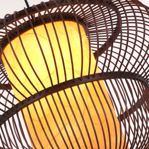 Lámpara Colgante Redonda de Bambú Tejido, E27 LED, Iluminación para Hoteles y Restaurantes, Estilo del Sudeste Asiático - Product Image 4