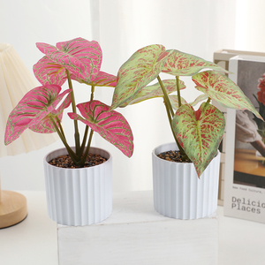 Tanaman buatan Bonsai 6 daun di garis vertikal Pot meja kantor dekorasi dalam ruangan luar ruangan dekorasi rumah - Product Image 2