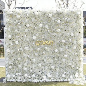 Muro de Rosas Artificiales Realistas de Lujo con Follaje Verde, Decoración de Fondo para Bodas, Ceremonias, Escenarios, Recepciones y Eventos - Product Image 1
